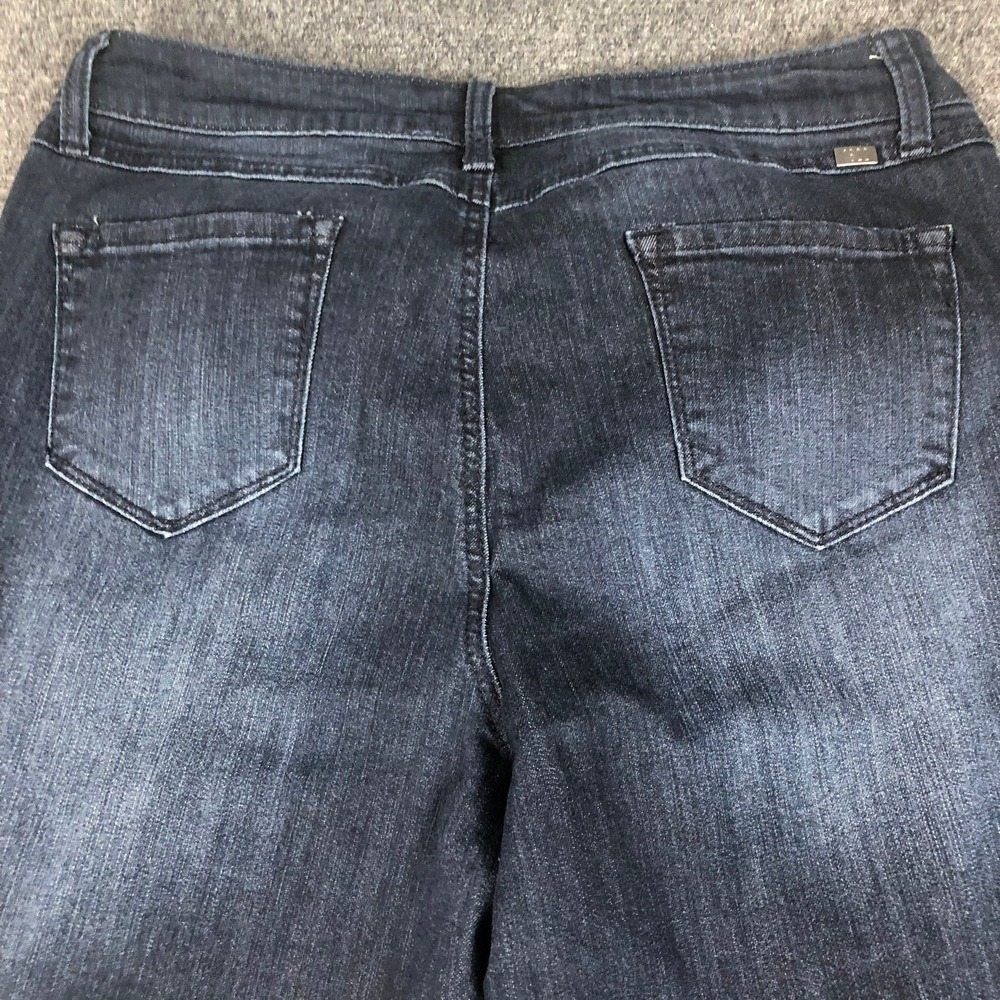1822 Denim Flare Jeans Dark Wash Whiskered Wide Leg Womens Size 12/31 32x32 - Picture 11 of 13